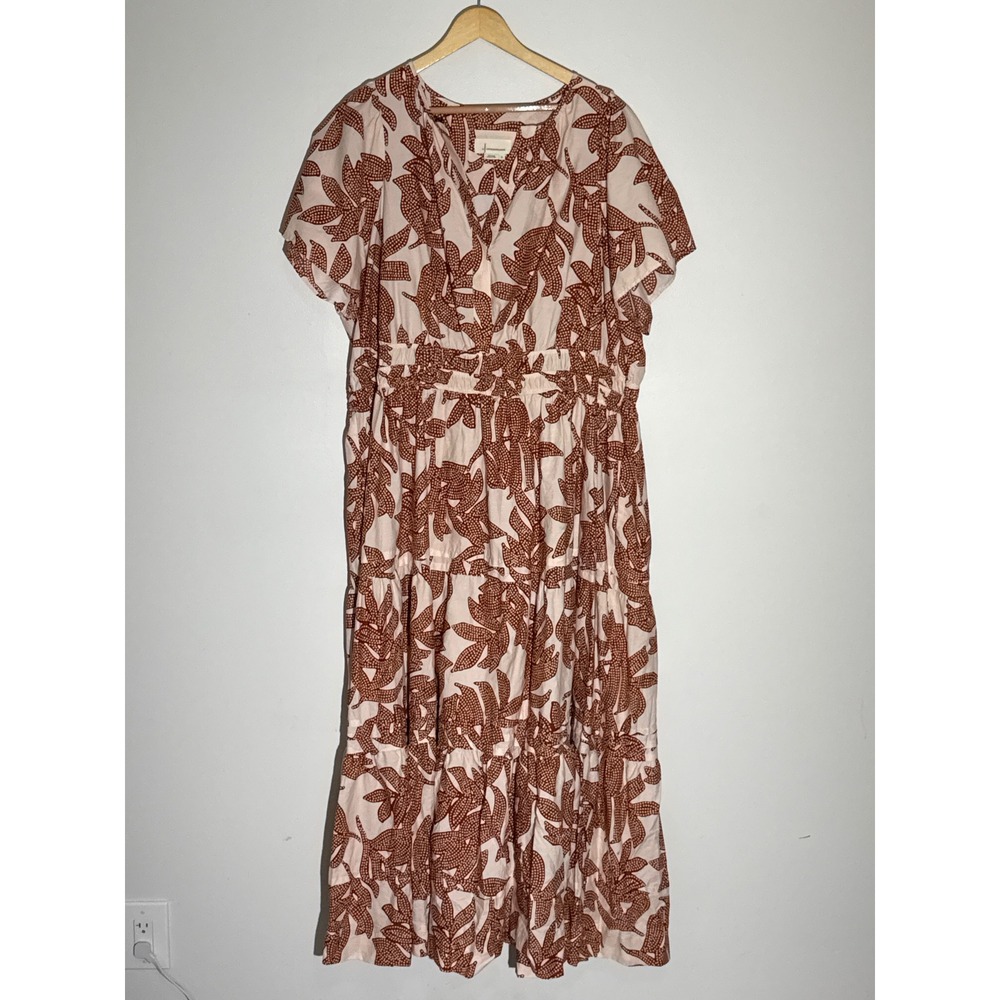 Anthropologie Somerset Tiered Midi Dress Women 3X Flowy Boho Cottgagecore Earthy